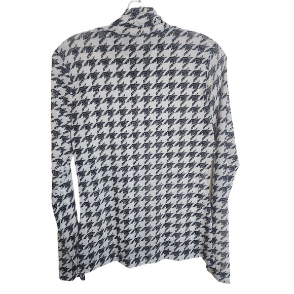 White House Black Market Lightweight Houndstooth Mock Neck Semi-Sheer Top, Small - Picture 5 of 5